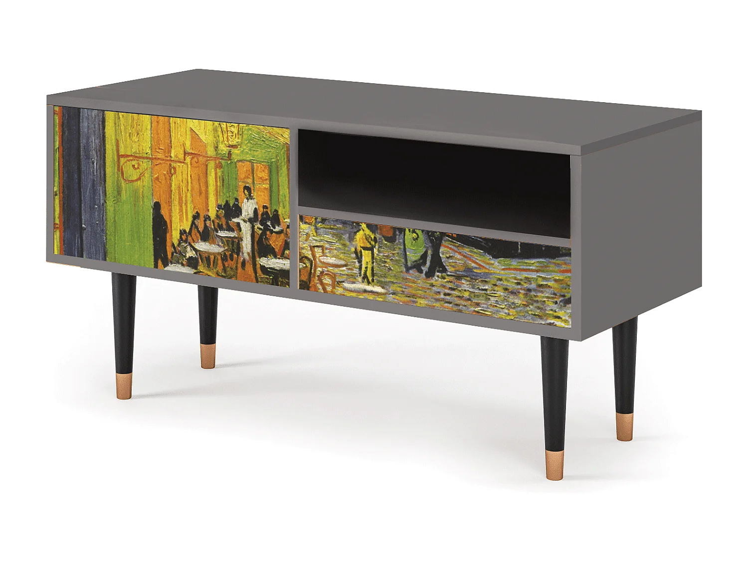 Meuble TV - 115х59х48 cm - T3 - Café Terrace at Night, Gris