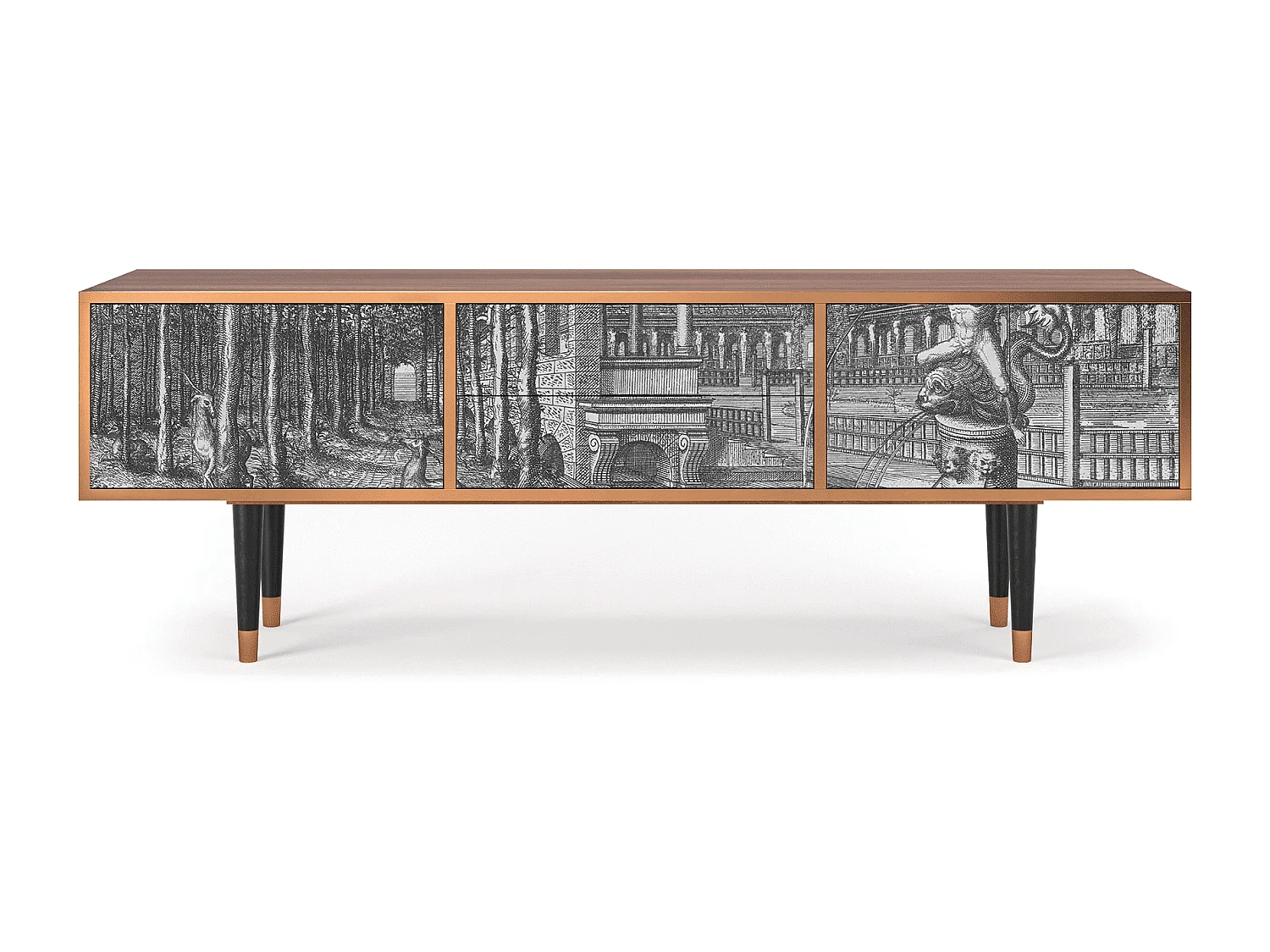 Meuble TV - 170х59х48 cm - T4 - View of the Piazza, Noyer