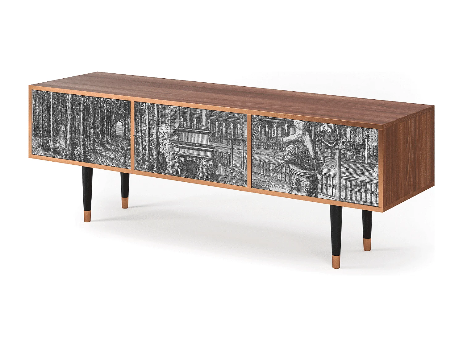 Meuble TV - 170х59х48 cm - T4 - View of the Piazza, Noyer