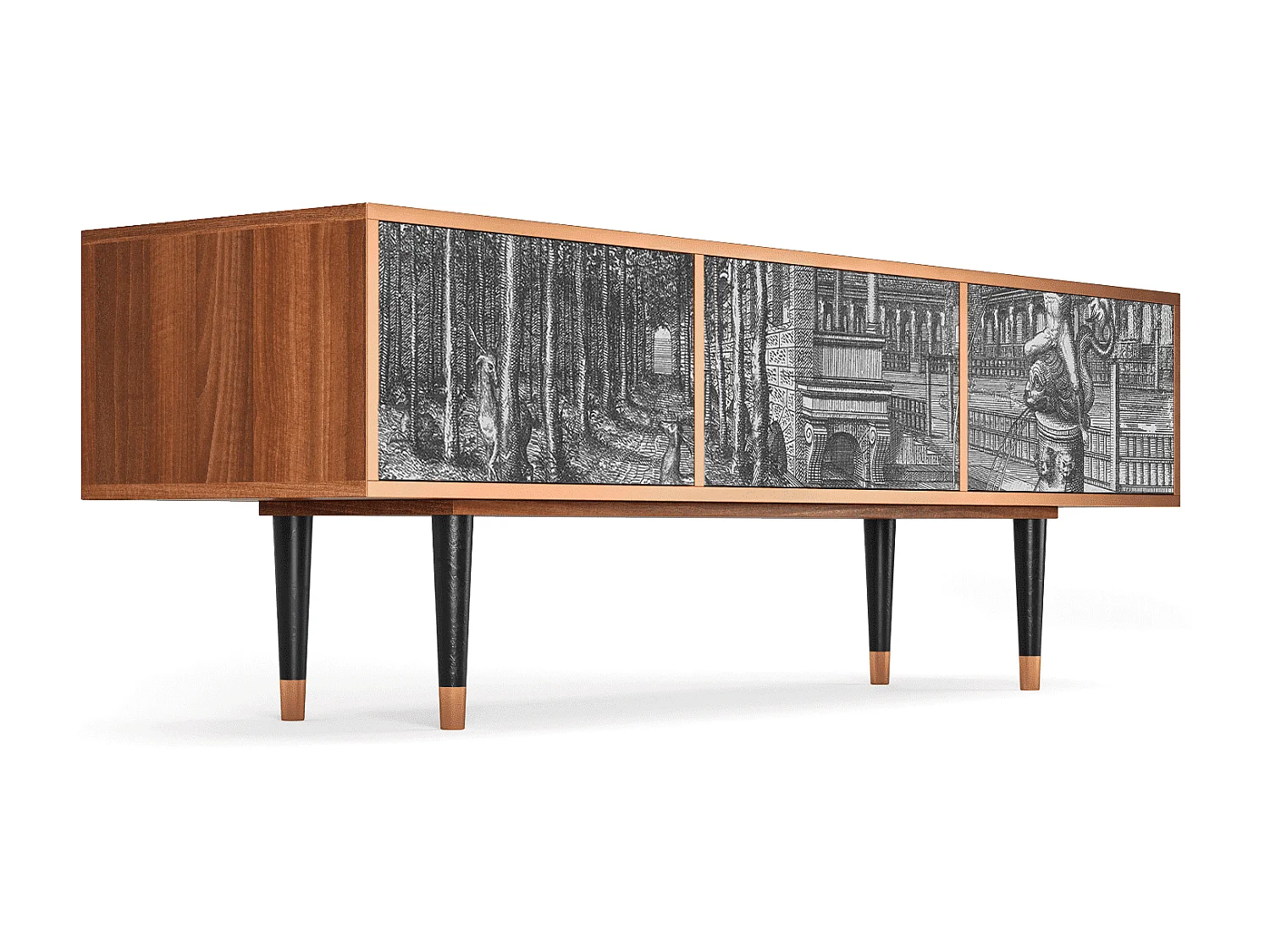 Meuble TV - 170х59х48 cm - T4 - View of the Piazza, Noyer