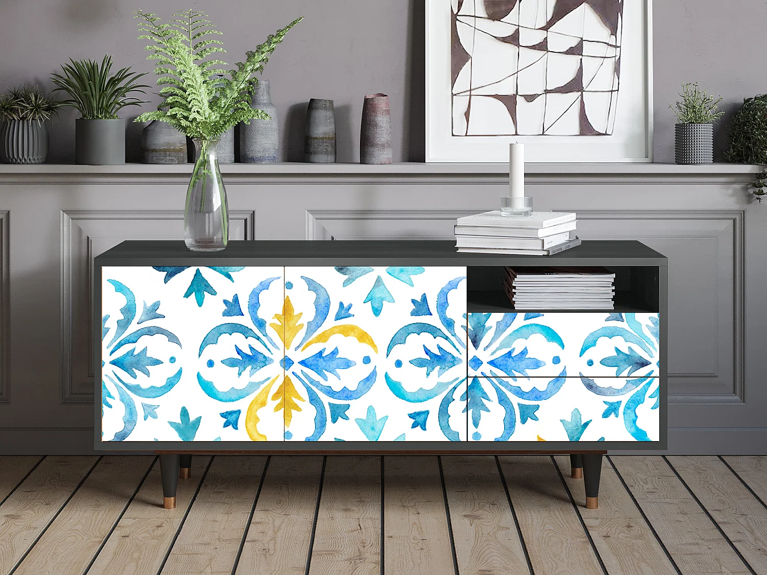 TV-meubel - 125х56х41 cm - T7 - Lisbon Flover, Antraciet