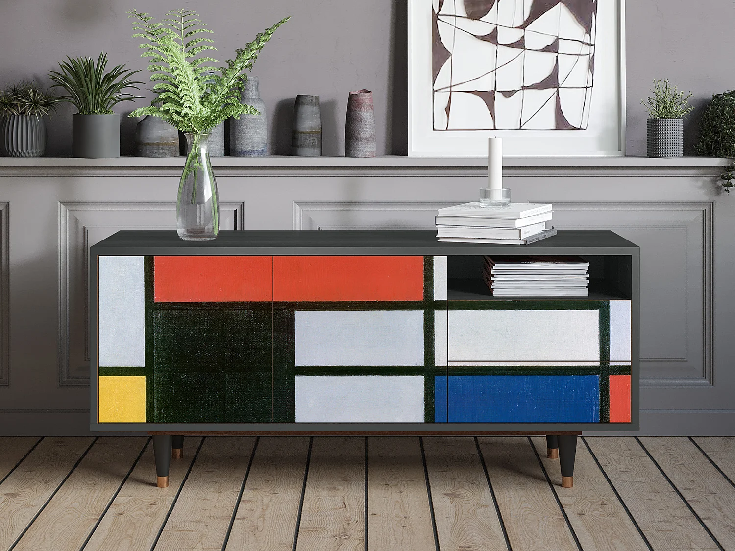 TV-meubel - 125х56х41 cm - T7 - Composition, Antraciet