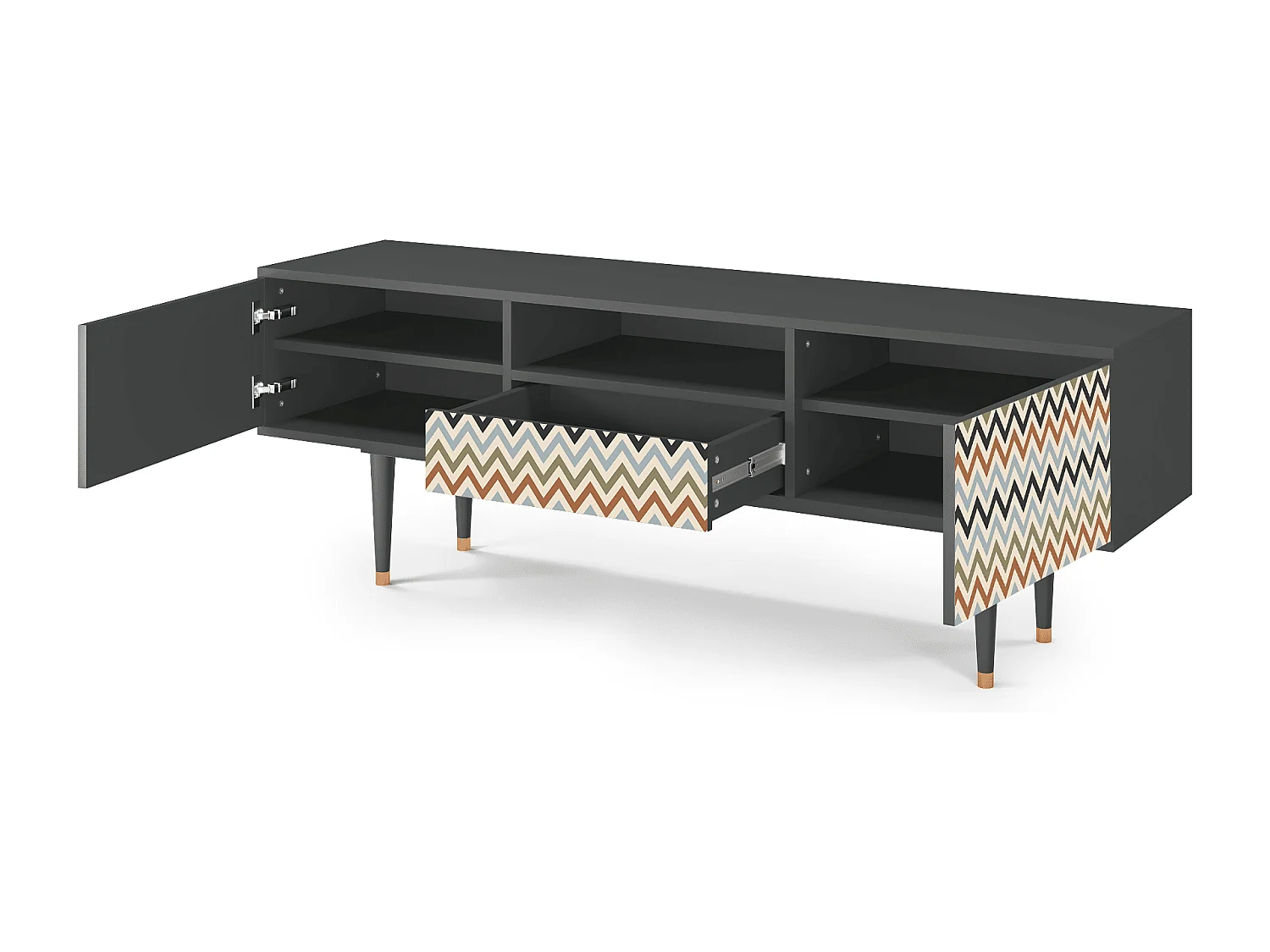 Meuble TV - 170х59х41 cm - T6 - Bright Ripple, Anthracite