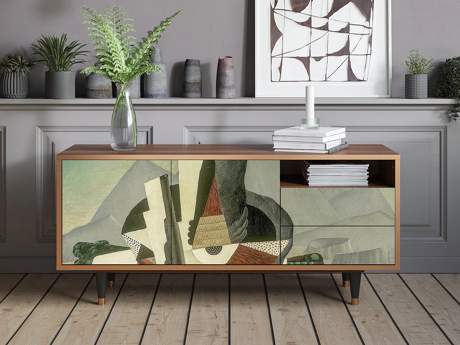 Mobile TV - 125х56х41 cm - T7 - The Cubist Paintings , Noce