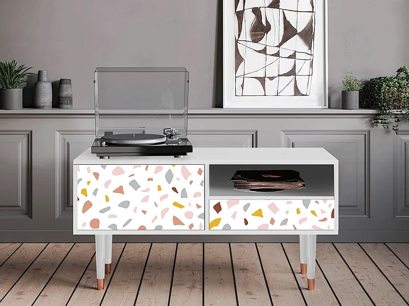 Szafka RTV - 115х59х48 cm - T3 - Marmelade Cheese, Biały