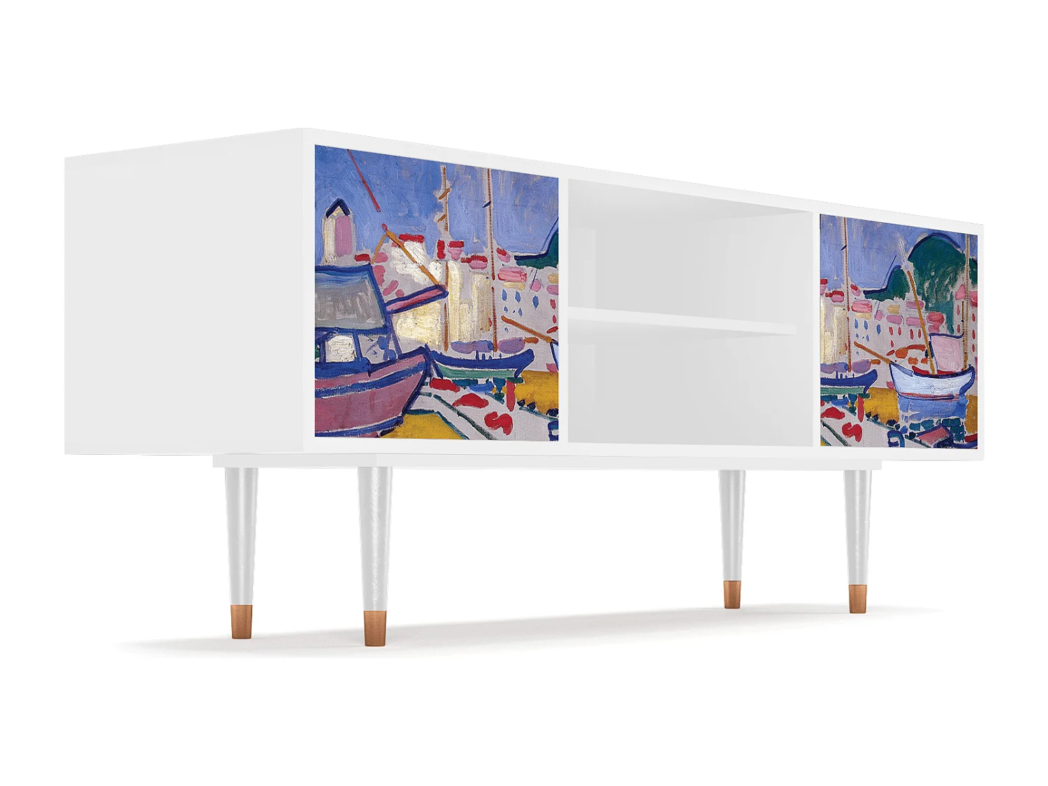Szafka RTV - 170х69х48 cm - T2 - The Port of Collioure , Biały