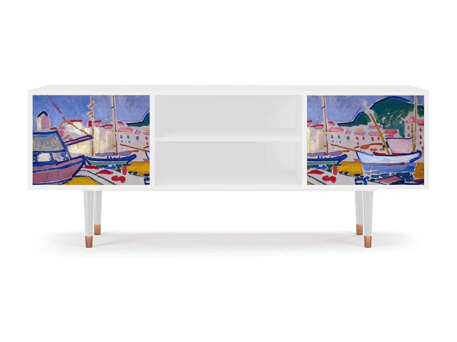 Szafka RTV - 170х69х48 cm - T2 - The Port of Collioure , Biały