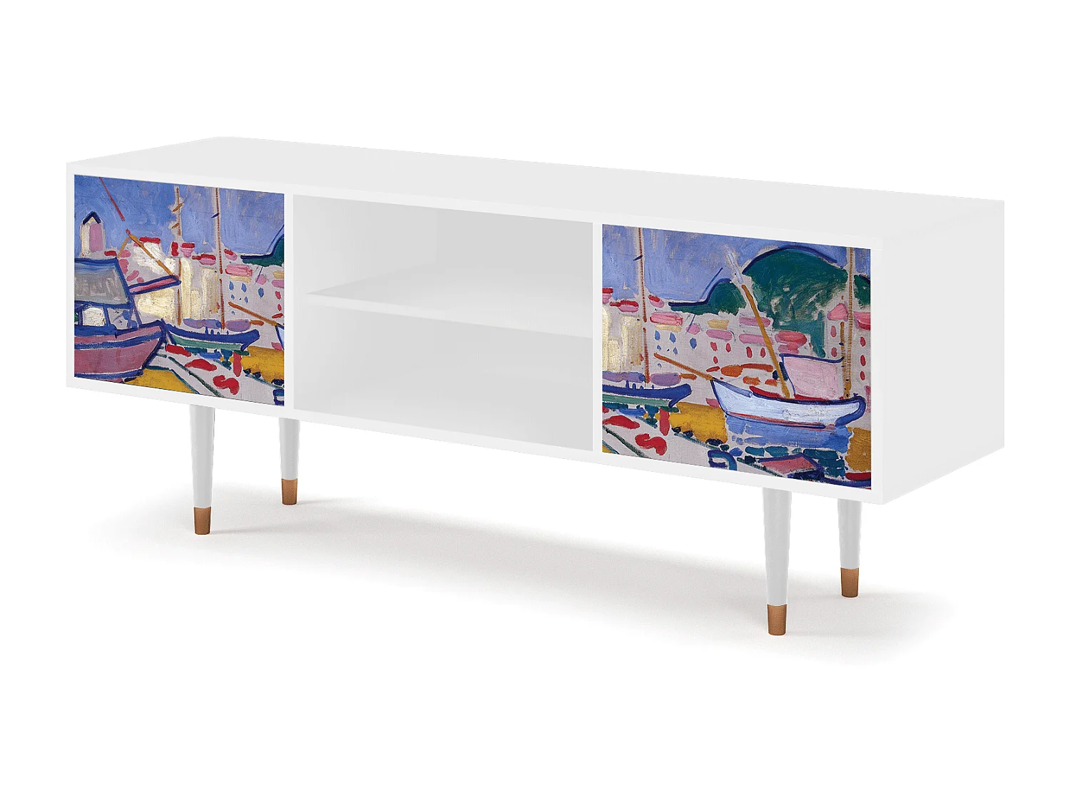 Szafka RTV - 170х69х48 cm - T2 - The Port of Collioure , Biały