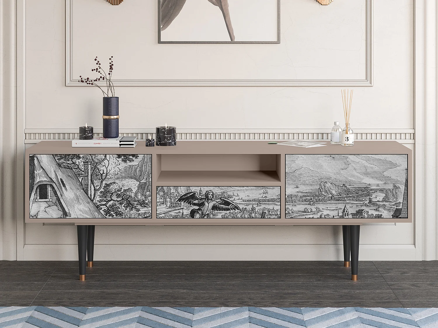 Szafka RTV - 170х59х41 cm - T6 - Departure, Latte