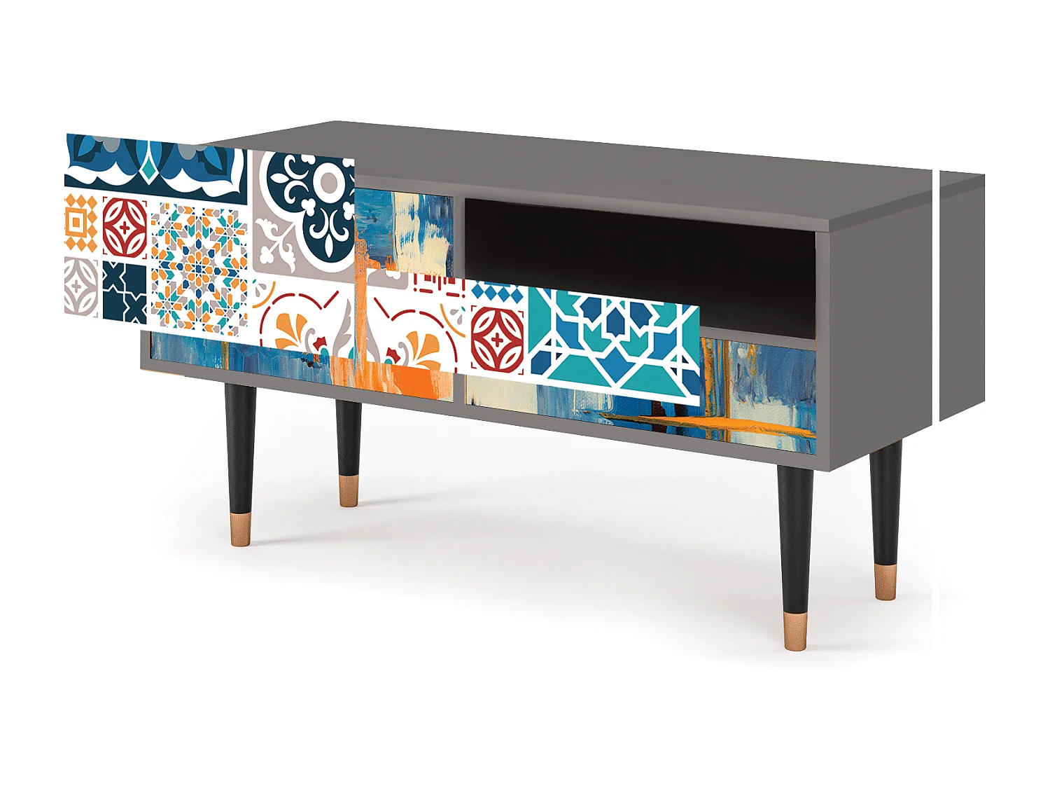 Meuble TV - 115х59х48 cm - T3 - Moroccan Market, Gris