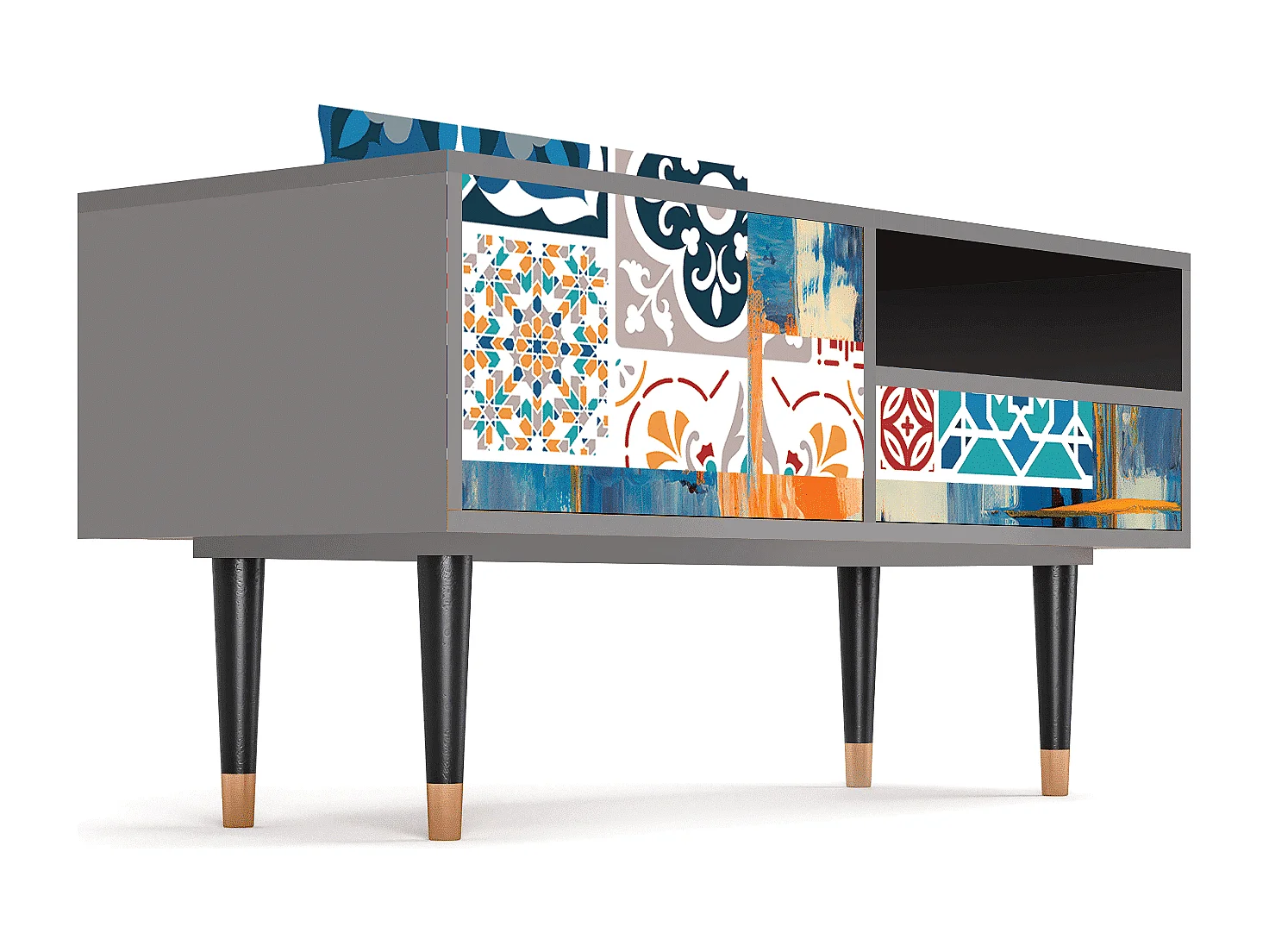 Mueble de TV - 115х59х48 cm - T3 - Moroccan Market, Gris