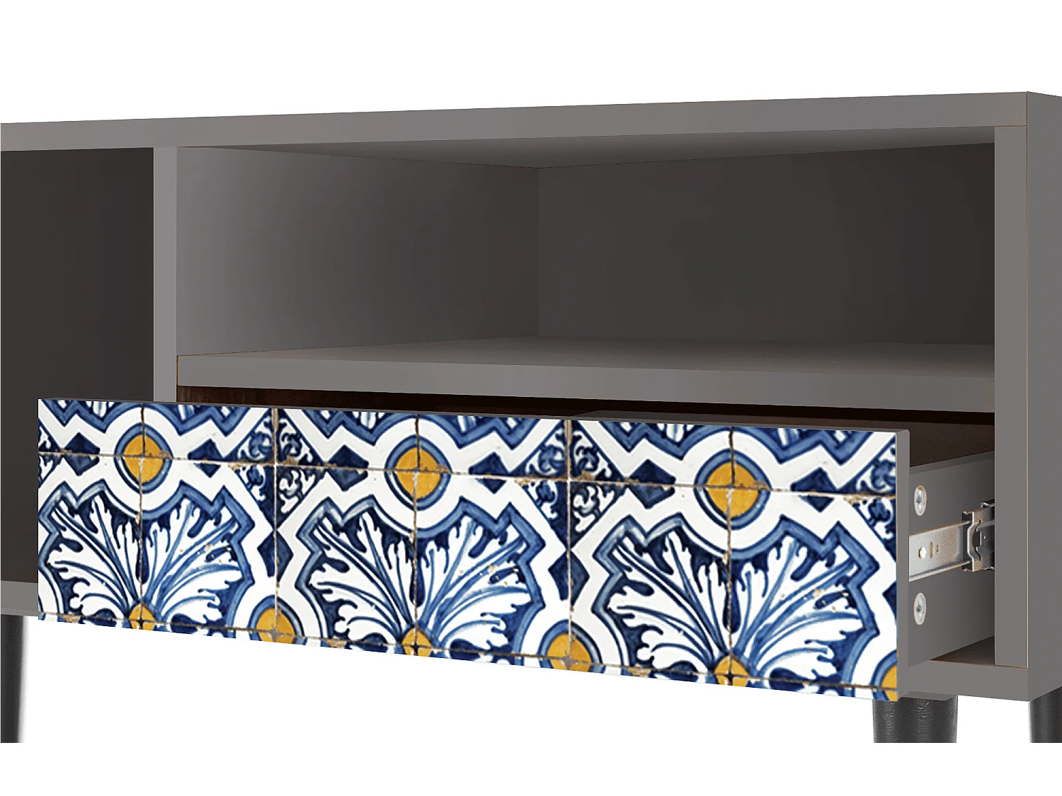 Meuble TV - 115х59х48 cm - T3 - Lovely Cornflowers, Gris