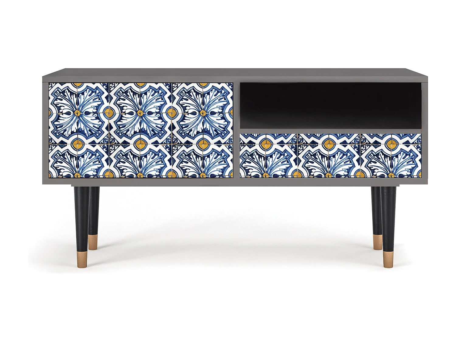 Meuble TV - 115х59х48 cm - T3 - Lovely Cornflowers, Gris