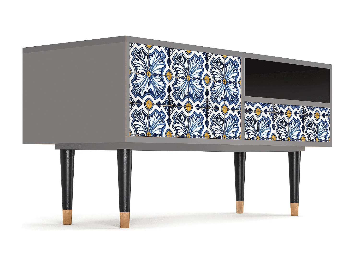 TV-meubel - 115х59х48 cm - T3 - Lovely Cornflowers, Grijs