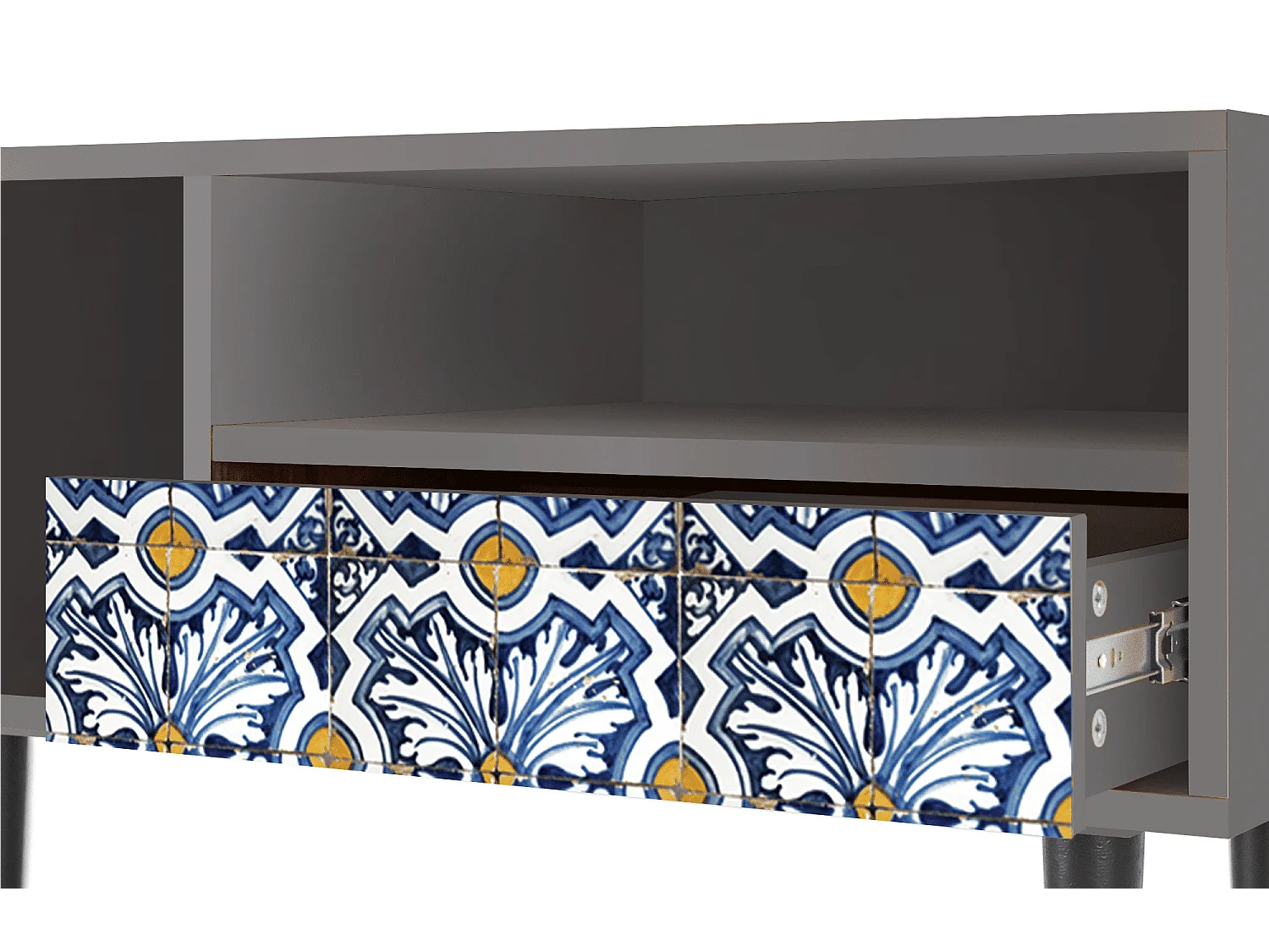 TV-meubel - 115х59х48 cm - T3 - Lovely Cornflowers, Grijs