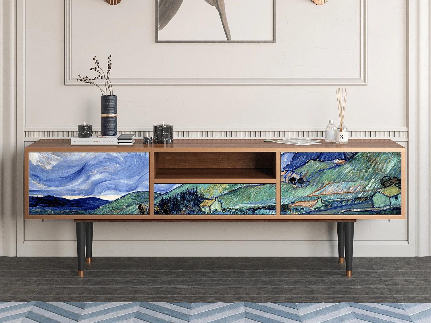 Mobile TV - 170х59х41 cm - T6 - Landscape, Noce