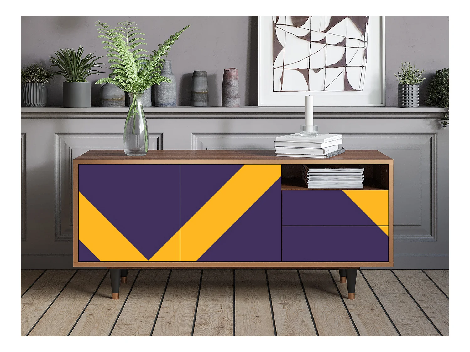 Meuble TV - 125х56х41 cm - T7 - The Brightest Way, Noyer