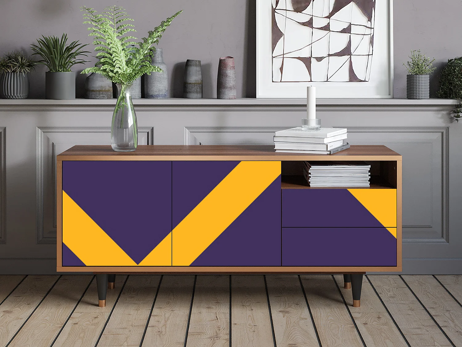 TV-Möbel - 125х56х41 cm - T7 - The Brightest Way, Walnuss