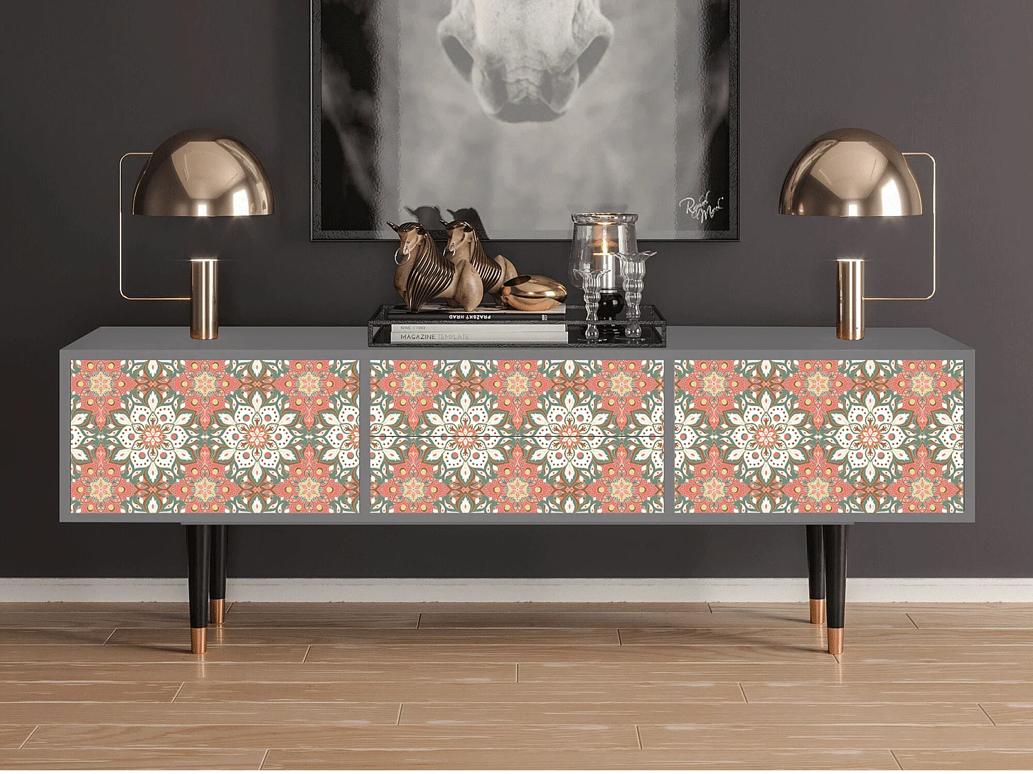 Mobile TV - 170х59х48 cm - T4 - Peach Grove, Grigio