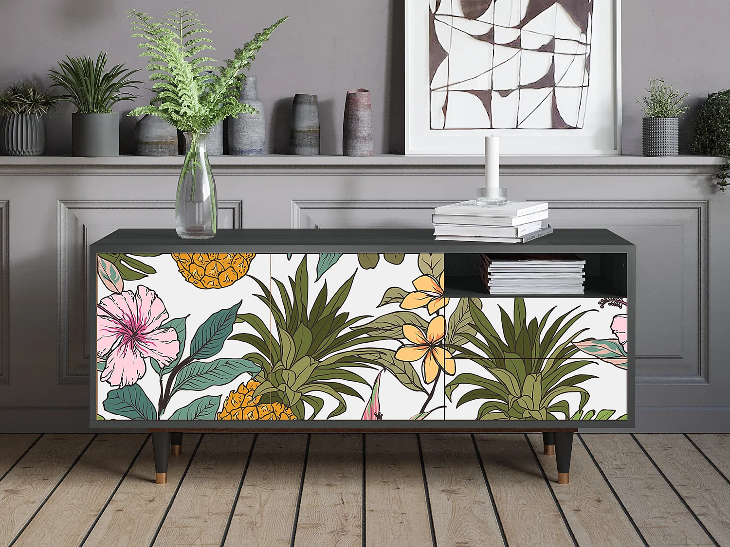 Meuble TV - 125х56х41 cm - T7 - Estival Fruit, Anthracite