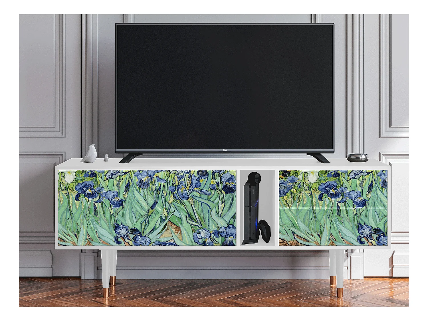 Meuble TV - 170х69х48 cm - T1 - Irises , Blanc