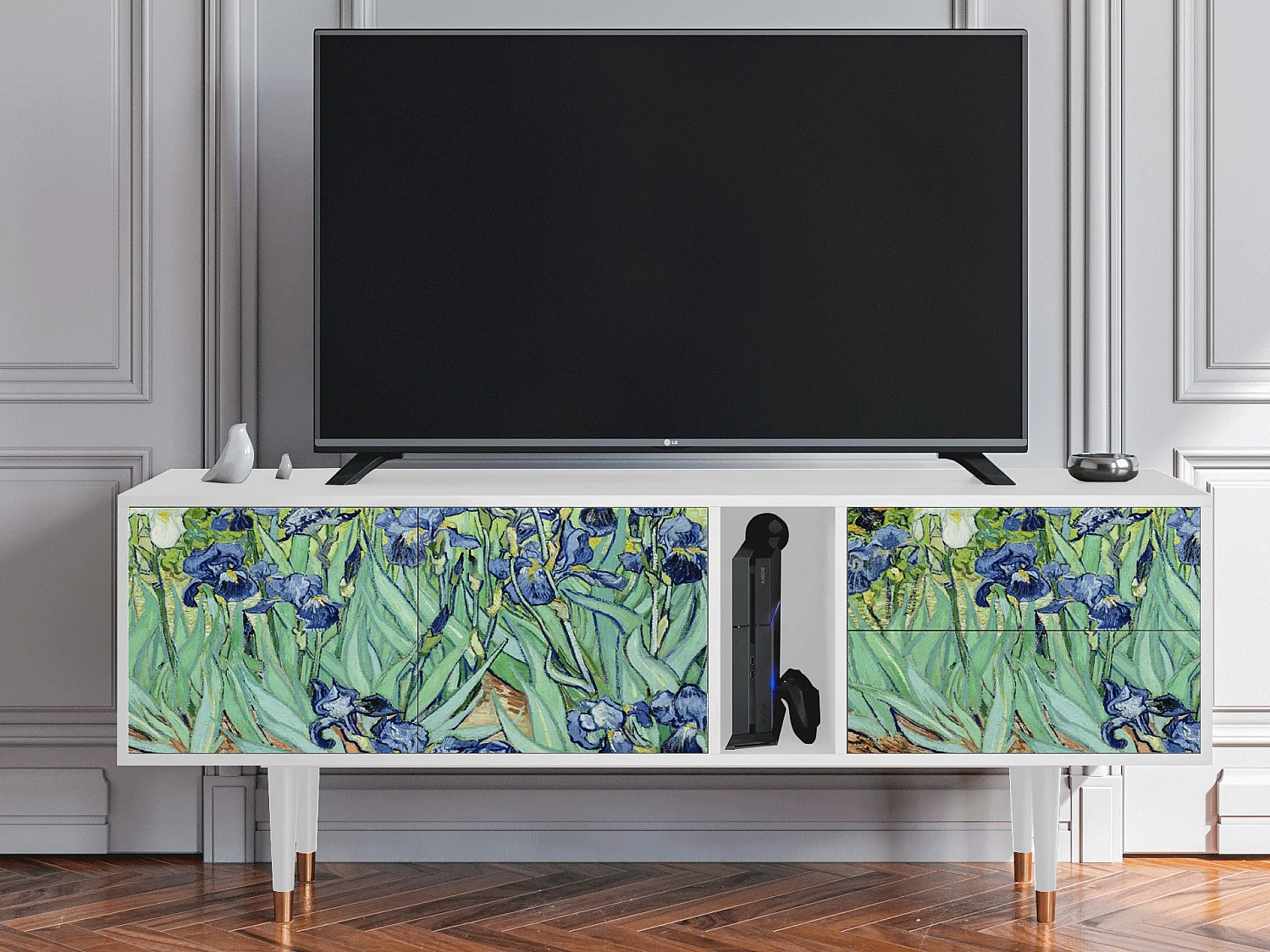 Szafka RTV - 170х69х48 cm - T1 - Irises , Biały