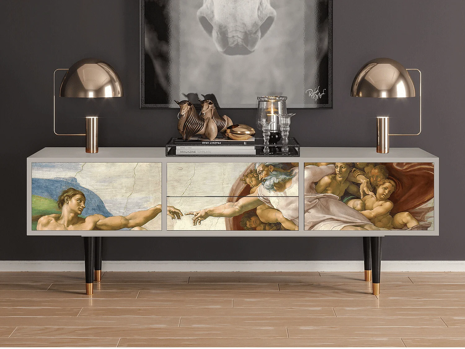 Meuble TV - 170х59х48 cm - T4 - The Creation of Adam, Sable