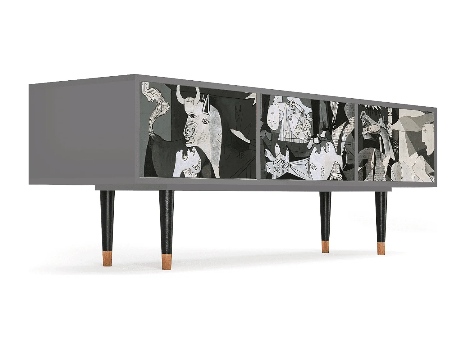 Szafka RTV - 170х59х48 cm - T4 - Guernica by Picasso, Szary