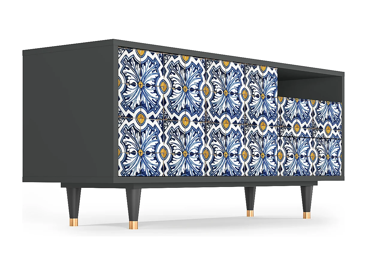 TV-meubel - 125х56х41 cm - T7 - Lovely Cornflowers, Antraciet