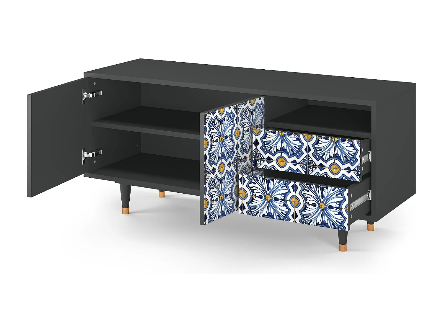 TV-meubel - 125х56х41 cm - T7 - Lovely Cornflowers, Antraciet