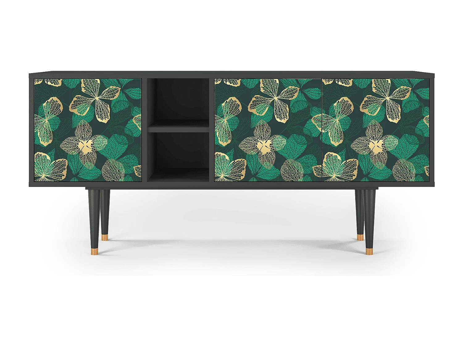 Mobile TV - 150х69х41 cm - T5 - Green Flower, Antracite