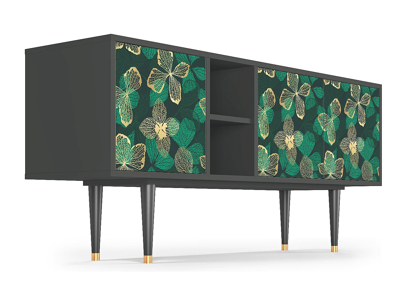 Mobile TV - 150х69х41 cm - T5 - Green Flower, Antracite