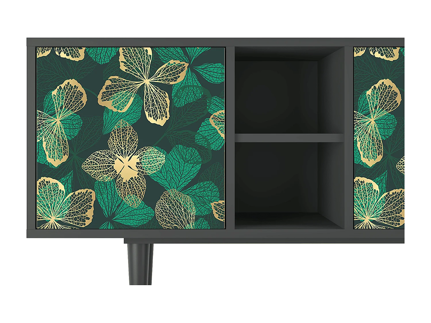 Mobile TV - 150х69х41 cm - T5 - Green Flower, Antracite