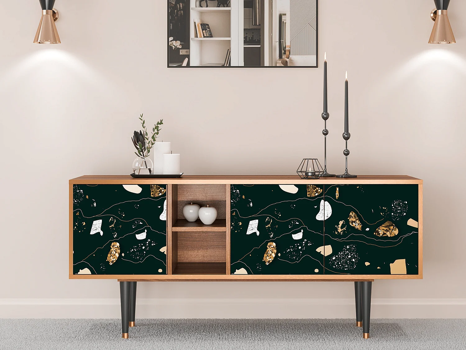 TV-meubel - 150х69х41 cm - T5 - Space Rocks, Walnoot