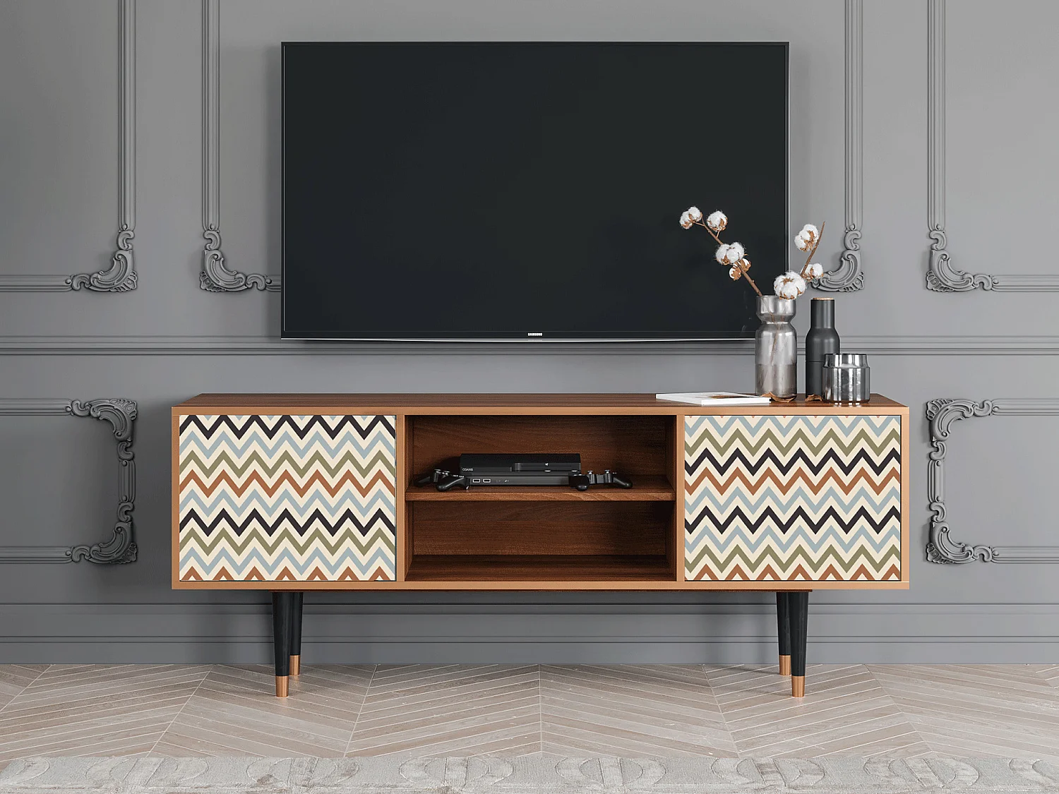 TV-meubel - 170х69х48 cm - T2 - Bright Ripple, Walnoot