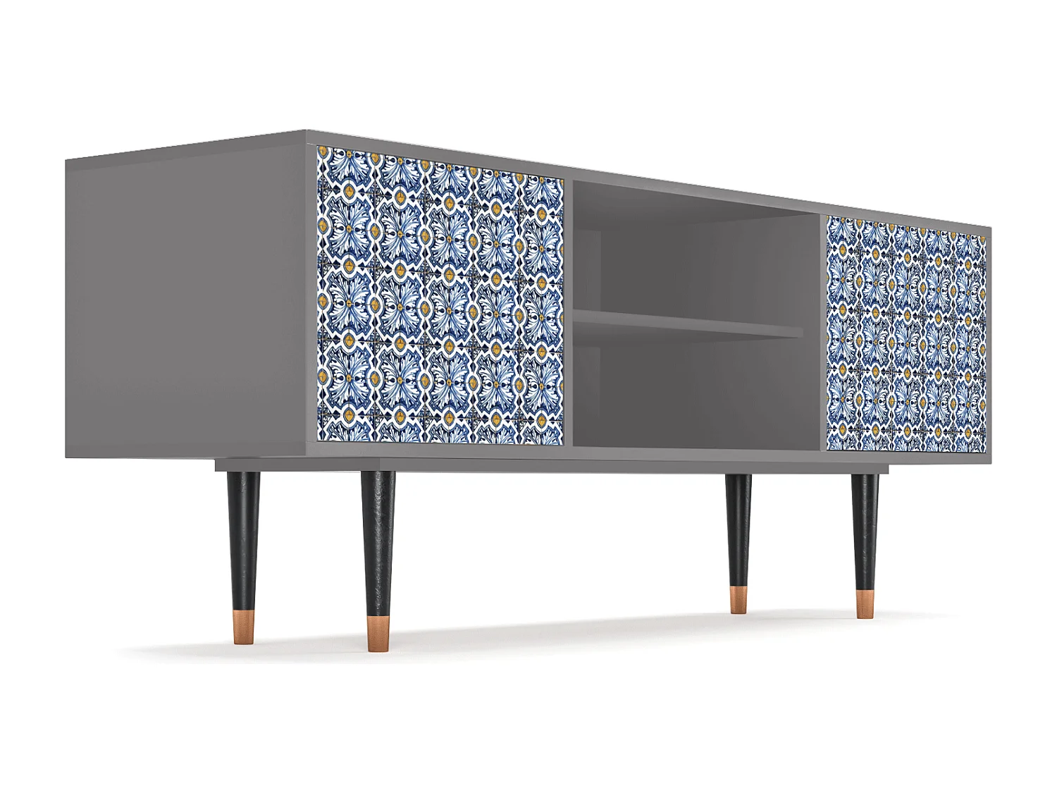 Meuble TV - 170х69х48 cm - T2 - Lovely Cornflowers, Gris