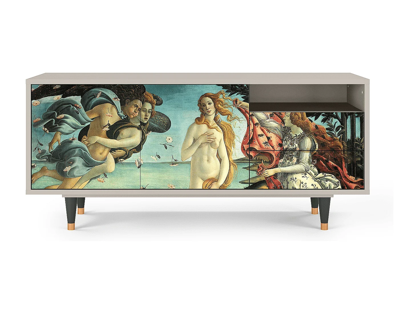 Szafka RTV - 125х56х41 cm - T7 - The Birth of Venus, Piaskowy
