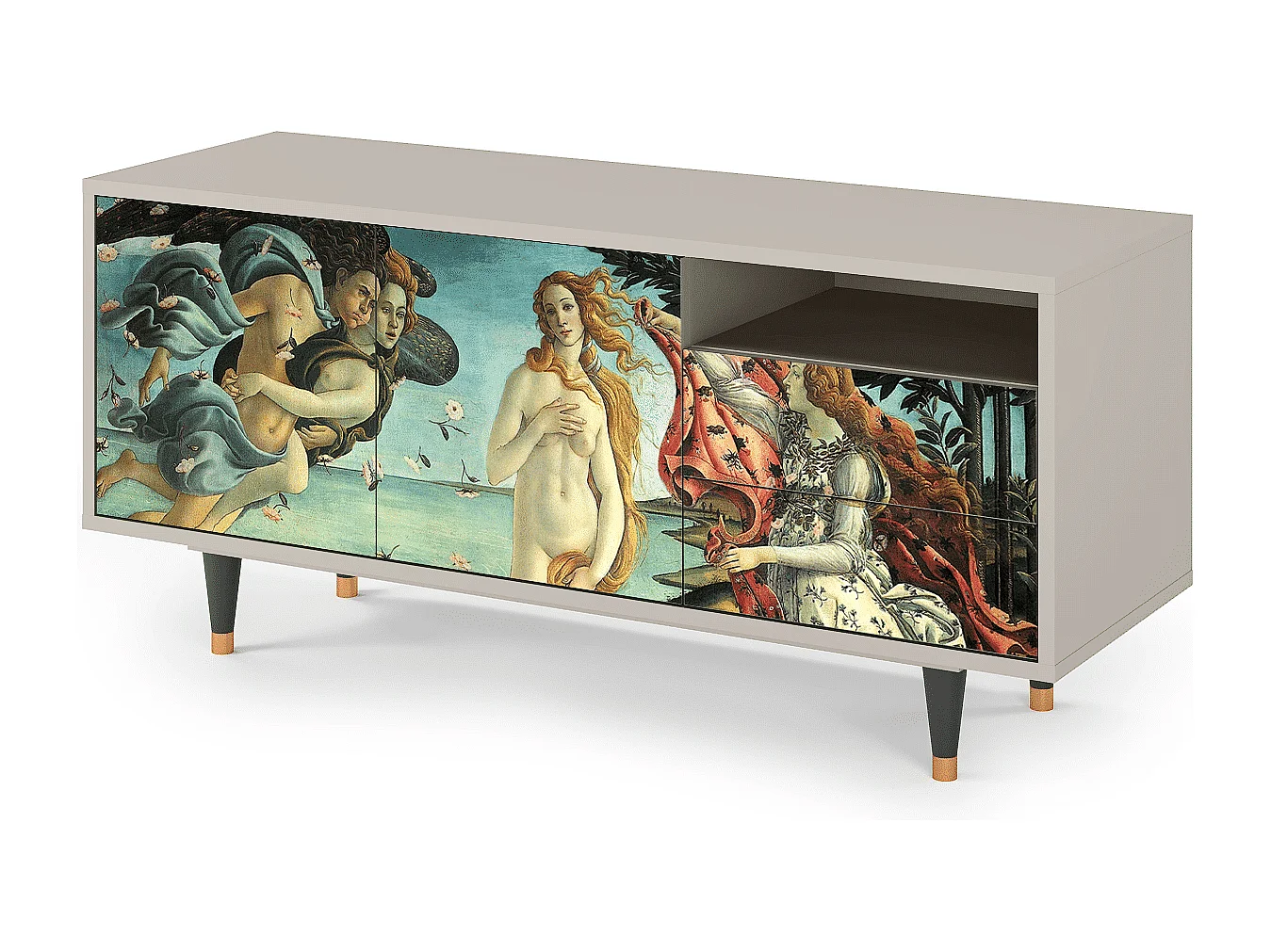 Szafka RTV - 125х56х41 cm - T7 - The Birth of Venus, Piaskowy