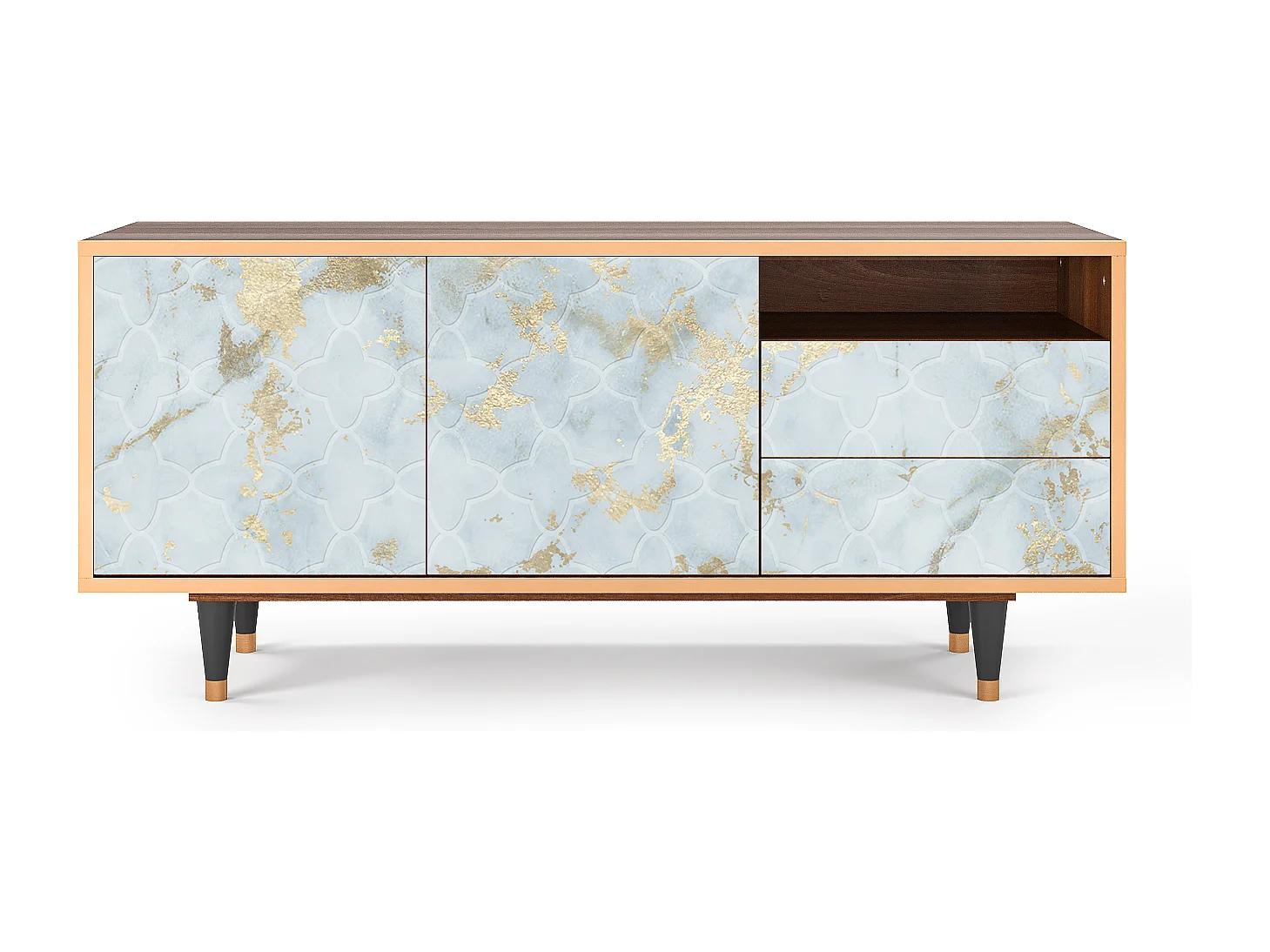 TV-meubel - 125х56х41 cm - T7 - Golden Waves, Walnoot