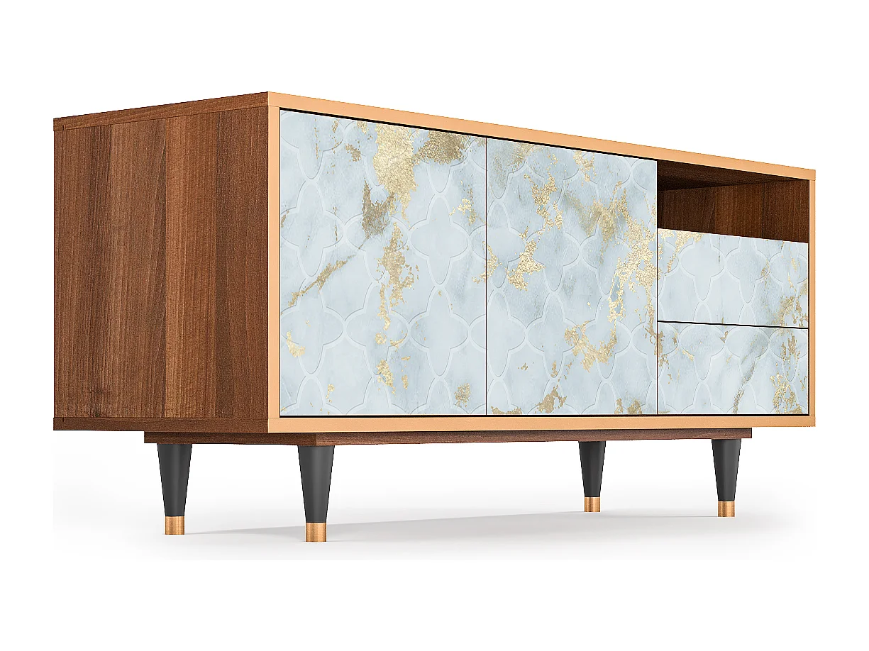 TV-meubel - 125х56х41 cm - T7 - Golden Waves, Walnoot