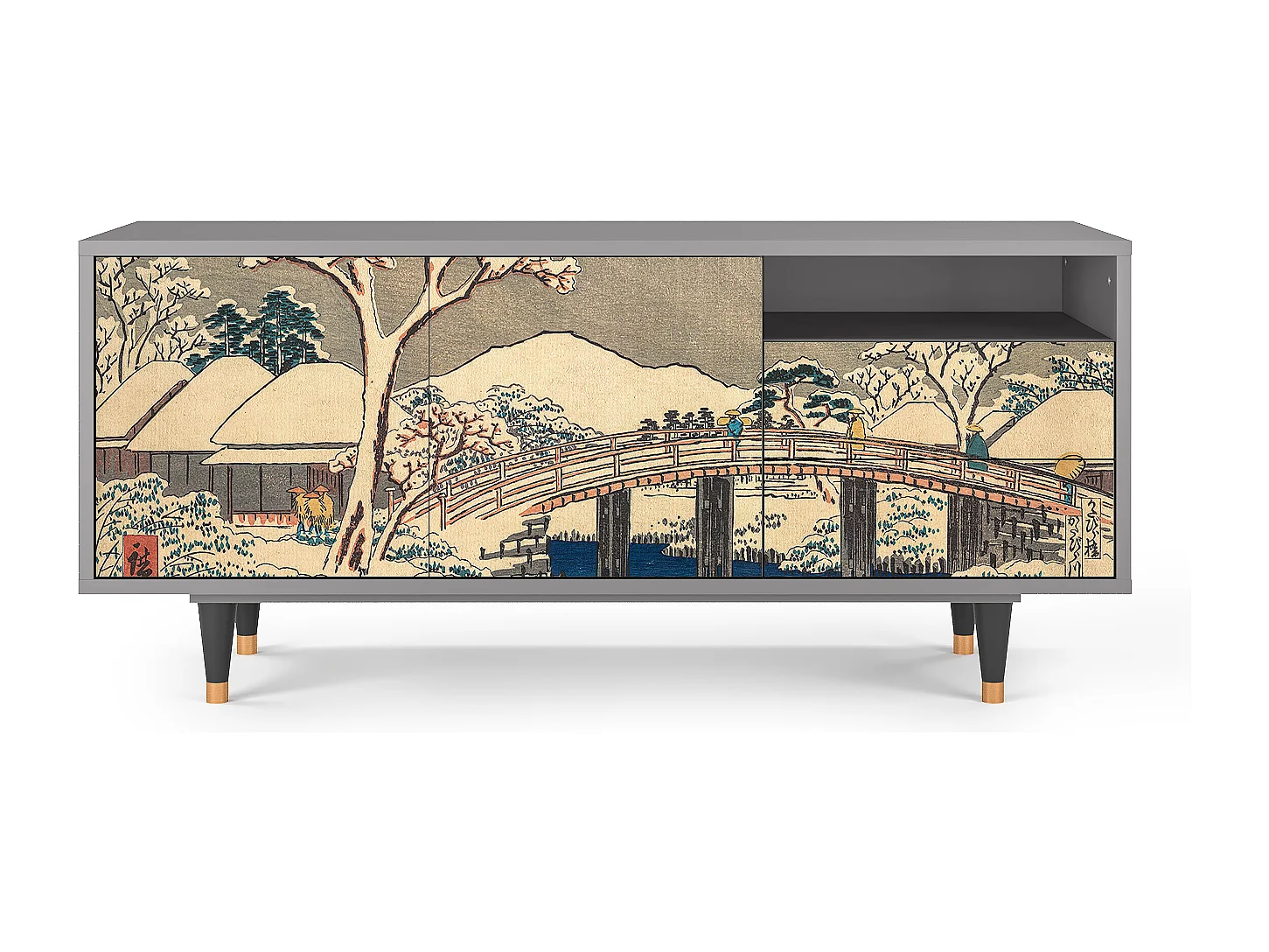 Mueble de TV - 125х56х41 cm - T7 - Katabira River, Gris