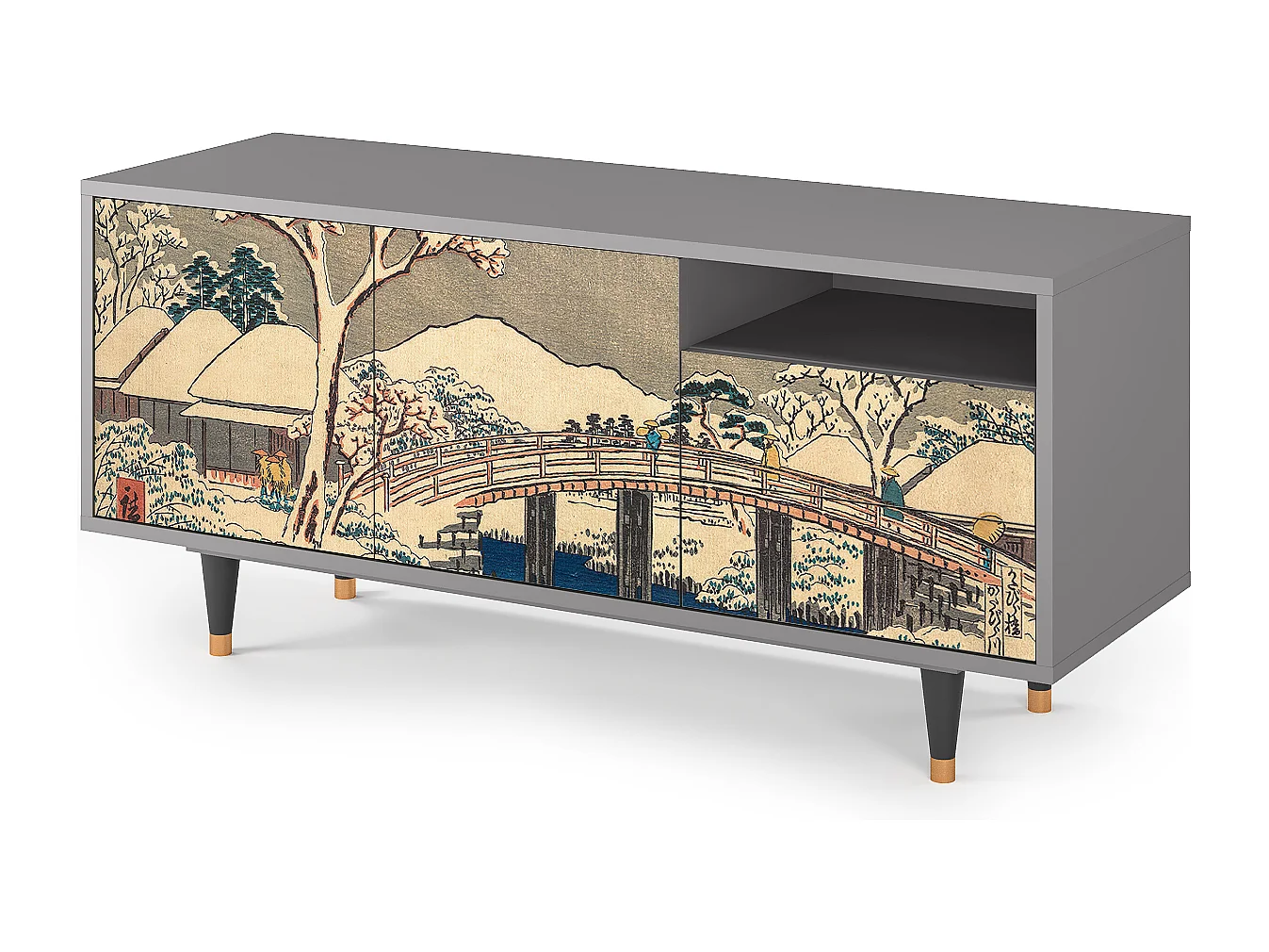 Meuble TV - 125х56х41 cm - T7 - Katabira River, Gris