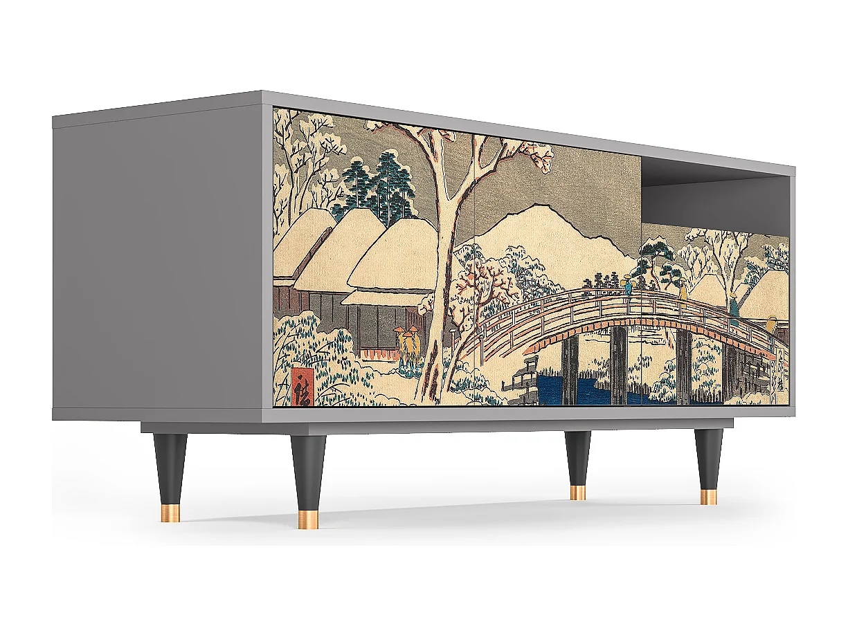 Meuble TV - 125х56х41 cm - T7 - Katabira River, Gris