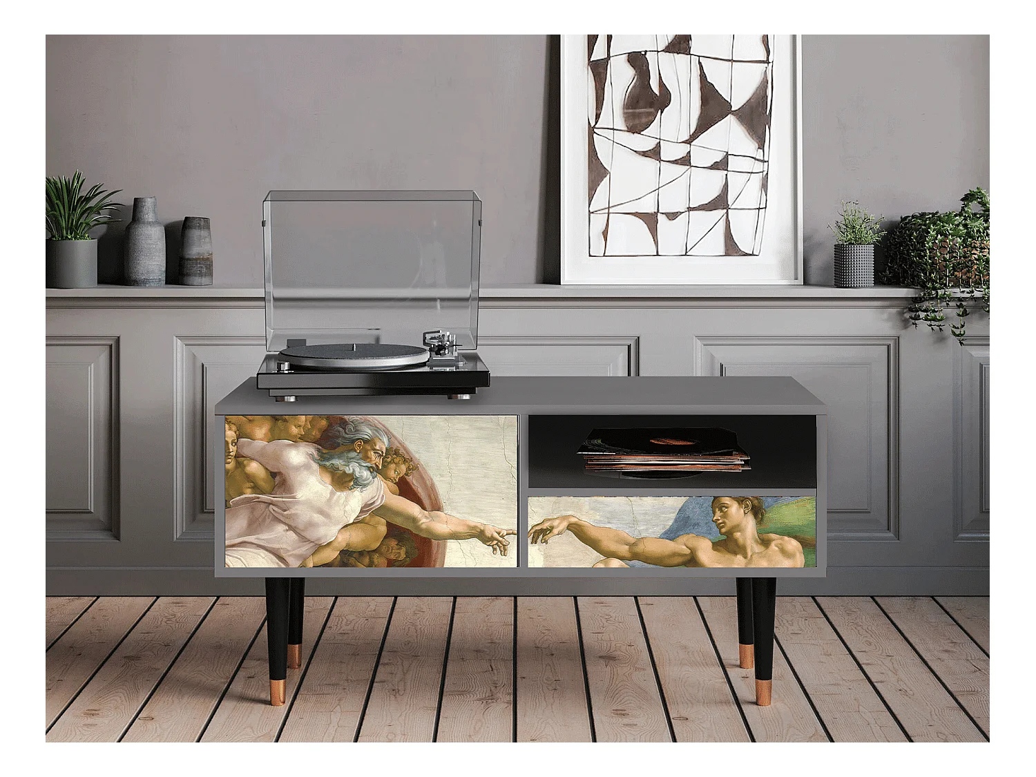 Mobile TV - 115х59х48 cm - T3 - The Creation of Adam, Grigio