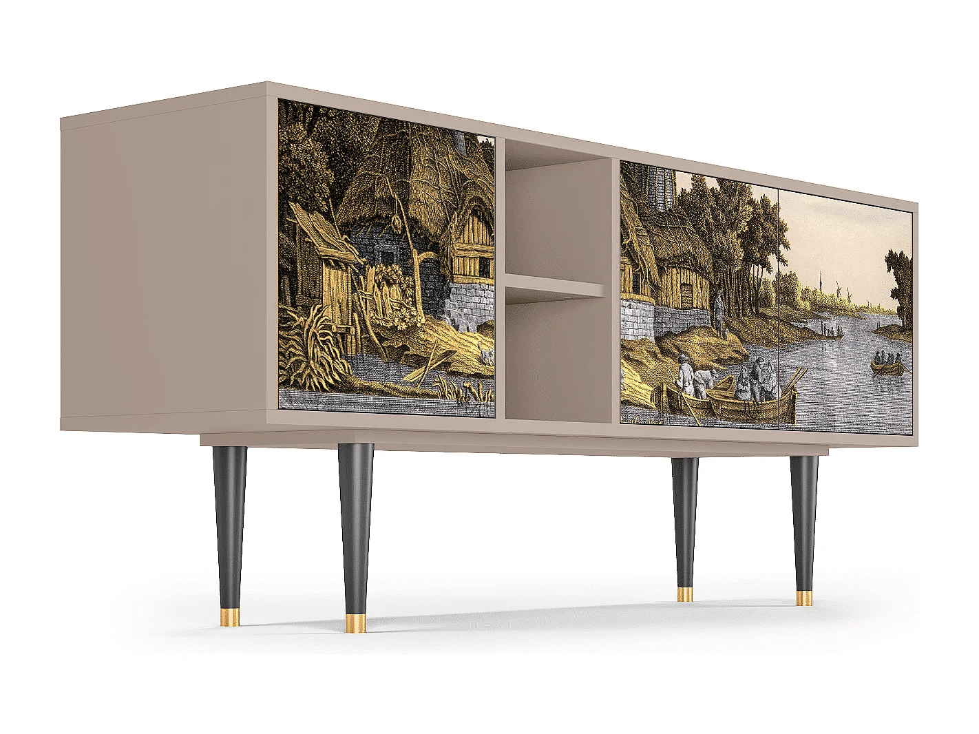 Mobile TV - 150х69х41 cm - T5 - Mill along a River, Latte