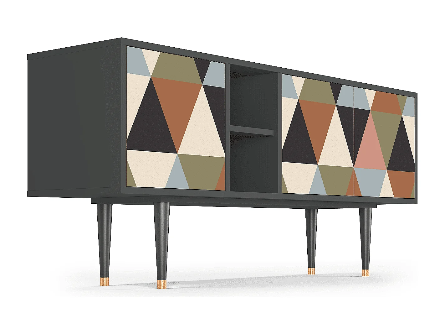 Meuble TV - 150х69х41 cm - T5 - Royal Triangles, Anthracite