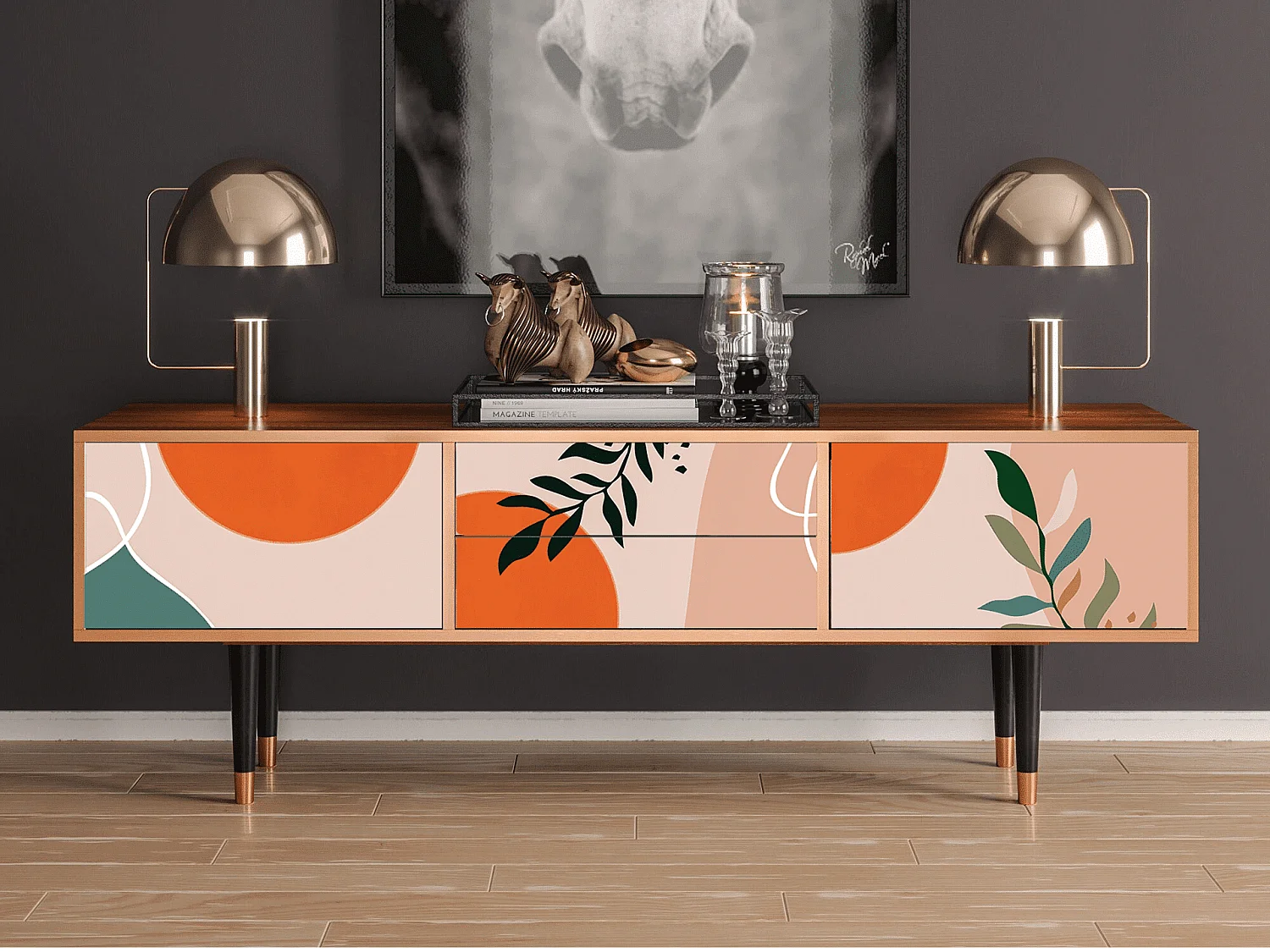 Meuble TV - 170х59х48 cm - T4 - Artwork, Noyer