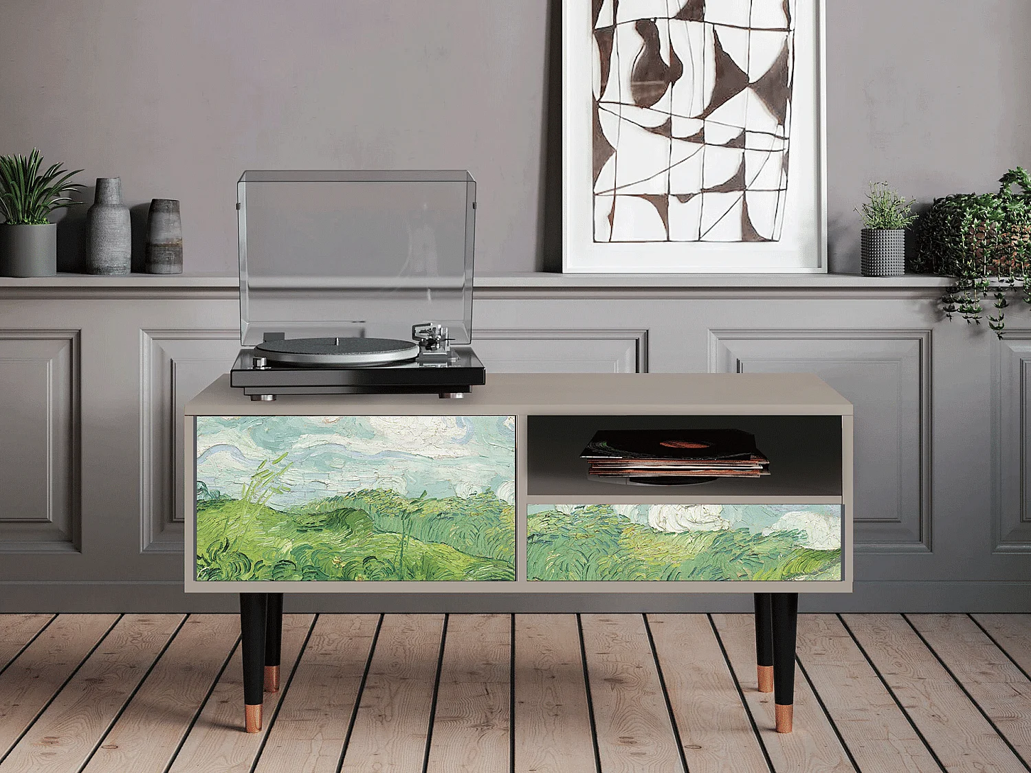 Meuble TV - 115х59х48 cm - T3 - Green Wheat Fields, Sable