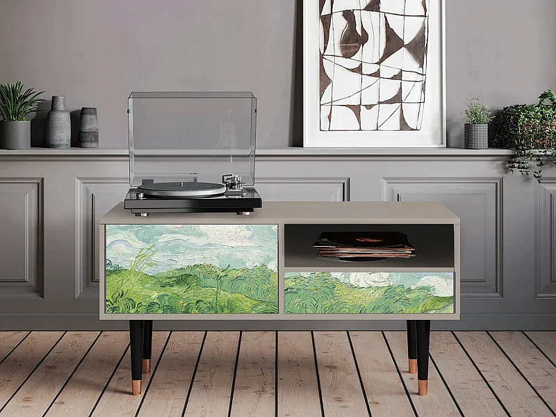 Szafka RTV - 115х59х48 cm - T3 - Green Wheat Fields, Piaskowy