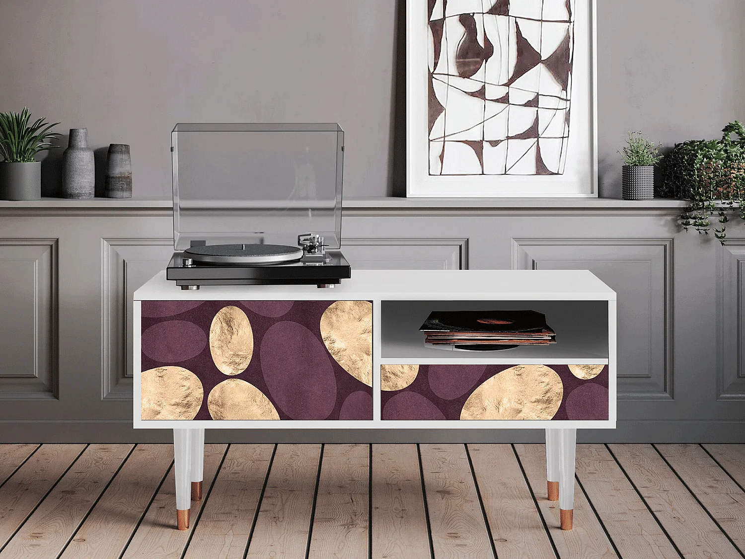 Mueble de TV - 115х59х48 cm - T3 - Fine Wine, Blanco